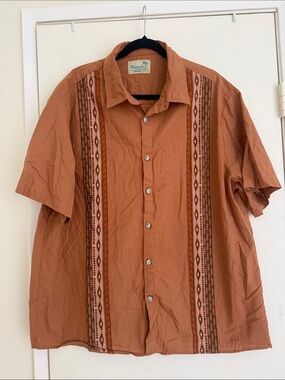 Royaura Mens Hawaiian Shirt Short Sleeve Button Down Beach rust brown XXL